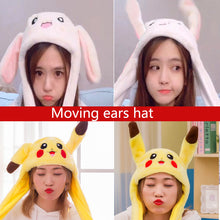 Load image into Gallery viewer, Kocozo Rabbit Hat with Moving Ears Cute Cartoon Toy Hat Airbag Kawaii Funny Toy Cap Kids Plush Toy Birthday Gift Hat for Girls