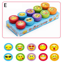 Load image into Gallery viewer, 10pcs/Set Children Toy Stamps Cartoon Animals Fruits Traffic Smile Kids Seal For Scrapbooking Stamper DIY cartoon stamper Toys
